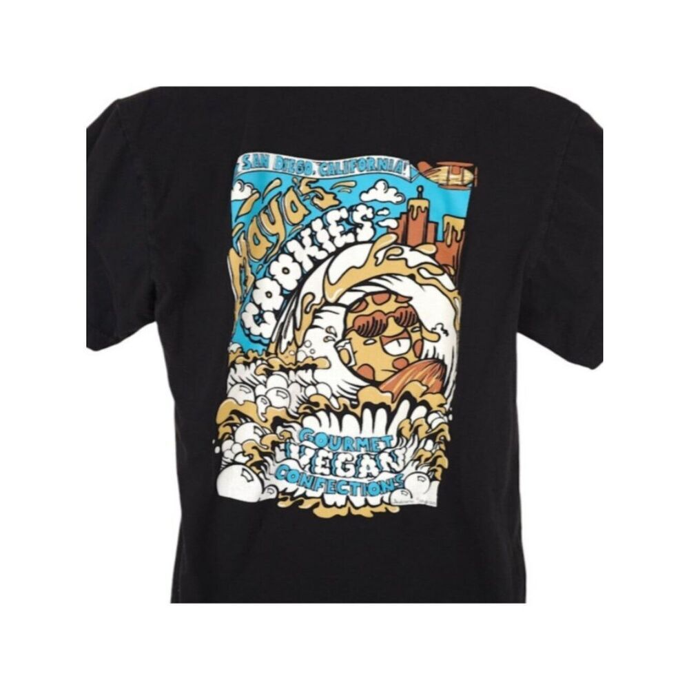Mayas Cookies T Shirt Mens Size Medium Black San Diego Gourmet Vegan Snack Tee